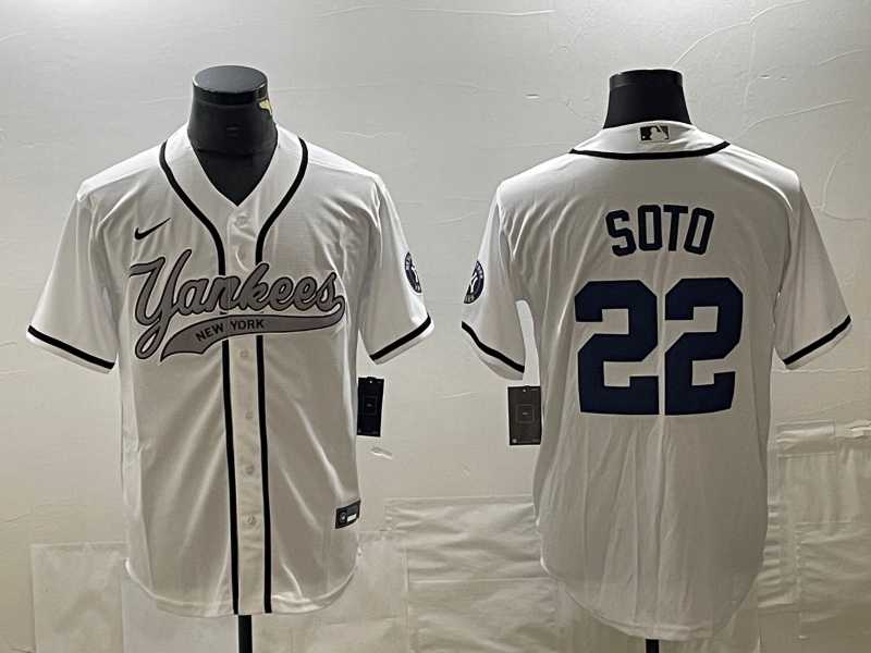 Men's New York Yankees #22 Juan Soto White With Patch Cool Base Stitched Baseball Jersey2,We sell and wholesale Men's New York Yankees #22 Juan Soto White With Patch Cool Base Stitched Baseball Jersey2 on line form chian!